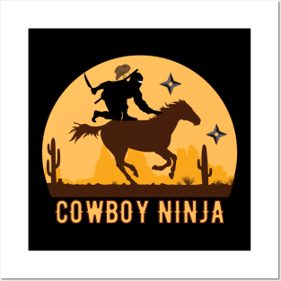 Cowboy Ninja riding horse Funny Ninja Posters and Art